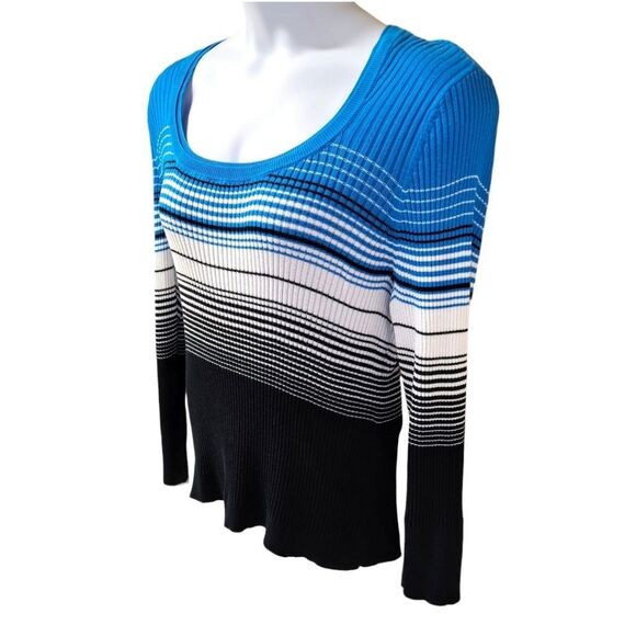 EUC FASHION BUG Plus Size Women's Multi- Colored Striped Ribbed Sweater 2X - Picture 4 of 12